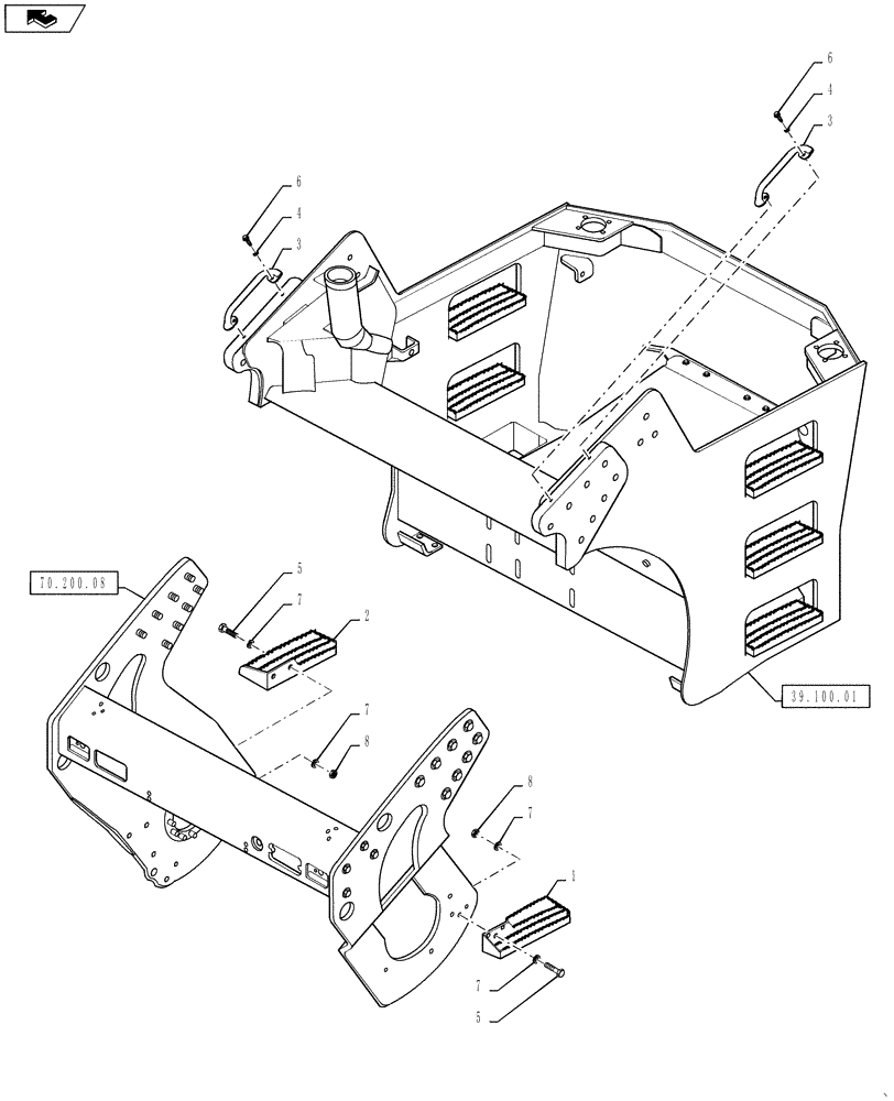 Схема запчастей Case DV207 - (90.118.03) - FRONT FRAME STEPS AND HANDRAILS (90) - PLATFORM, CAB, BODYWORK AND DECALS