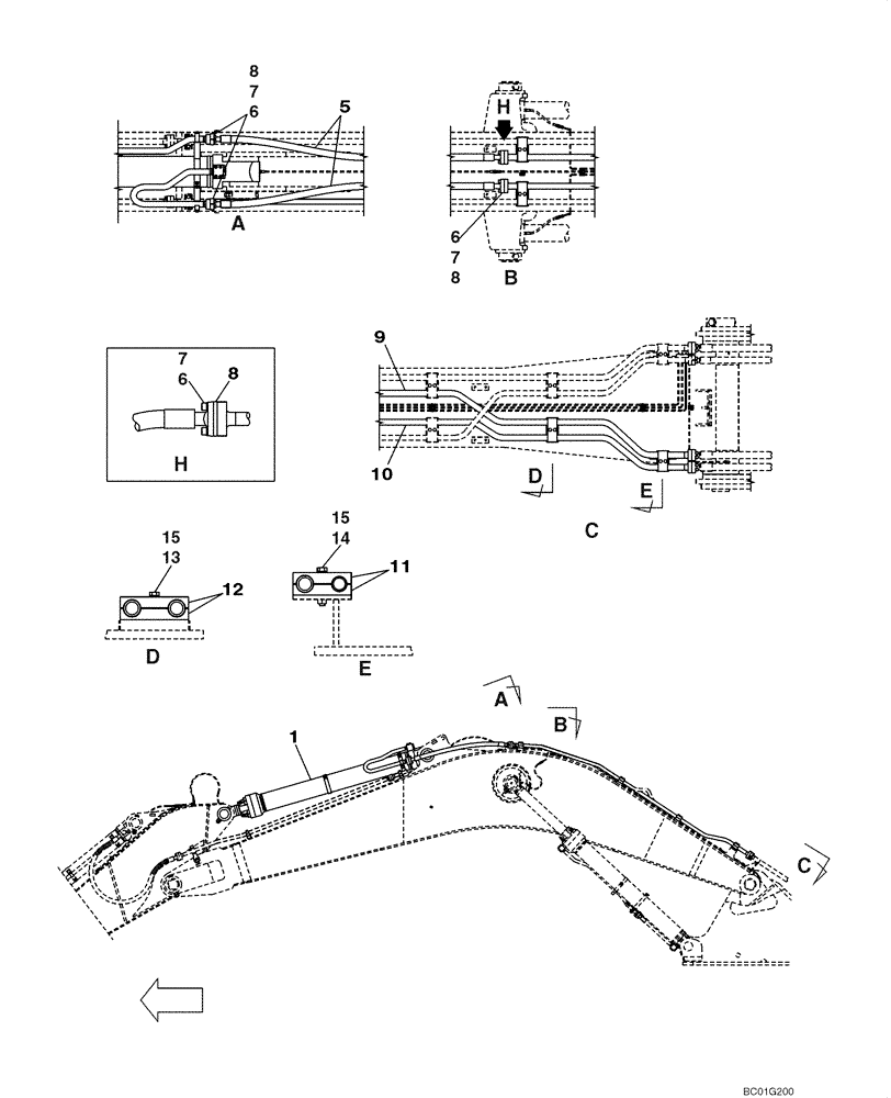 Схема запчастей Case CX800 - (08-16) - HYDRAULICS - ARM CYLINDER, MODELS WITHOUT LOAD HOLD (08) - HYDRAULICS