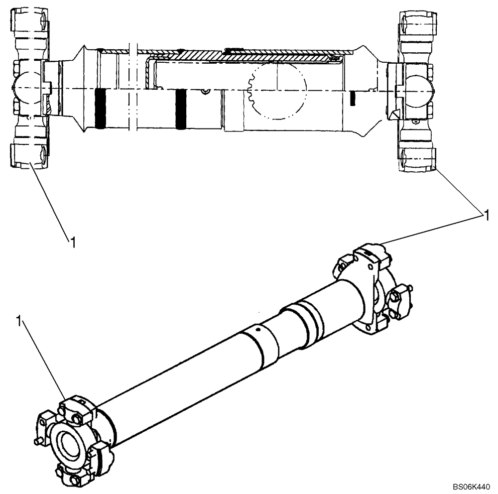 Схема запчастей Case 921E - (06-26) - DRIVE SHAFT, CENTER (06) - POWER TRAIN