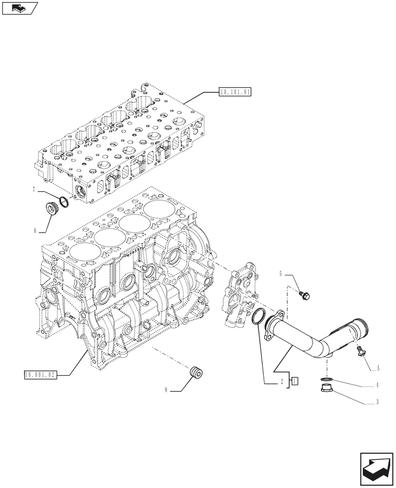 Схема запчастей Case F5HFL413B A001 - (10.400.01) - PIPING - ENGINE COOLING SYSTEM (504386309) (10) - ENGINE