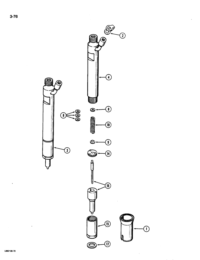 Схема запчастей Case W36 - (3-76) - FUEL INJECTION NOZZLE, 6TA-830 ENGINE (03) - FUEL SYSTEM