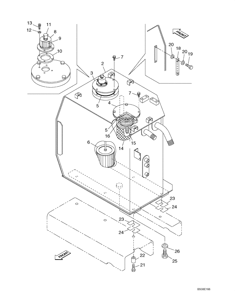 Схема запчастей Case CX350B - (08-01) - HYDRAULIC RESERVOIR (08) - HYDRAULICS