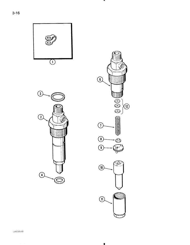 Схема запчастей Case 580K - (3-016) - FUEL INJECTION NOZZLE, 4T-390 ENGINE (03) - FUEL SYSTEM