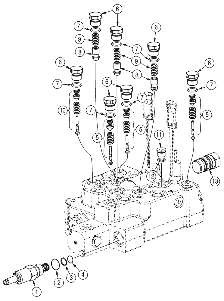 Схема запчастей Case 90XT - (08-18) - VALVE ASSEMBLY, CONTROL LOADER, NORTH AMERICAN MODELS JAF0320050-, EUROPEAN MODELS JAF0274262- (08) - HYDRAULICS