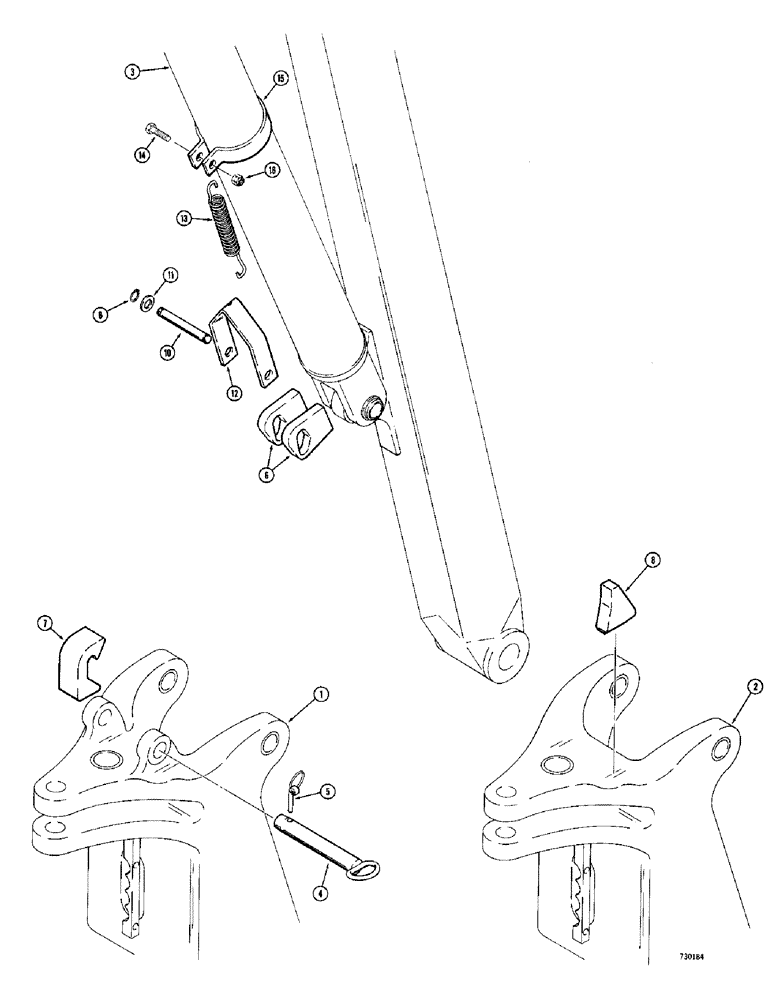 Схема запчастей Case 780 - (528) - BOOM LOCK, MODELS WITH 1" (25 MM) DIA. BOOM LOCK PIN (09) - CHASSIS/ATTACHMENTS