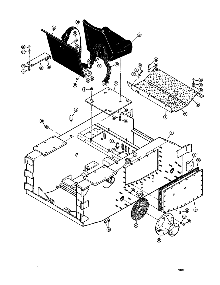 Схема запчастей Case 1700-SERIES - (138) - MAIN FRAME AND RELATED PARTS, USED BEFORE TRACTOR SERIAL NO. 9825490 (39) - FRAMES AND BALLASTING