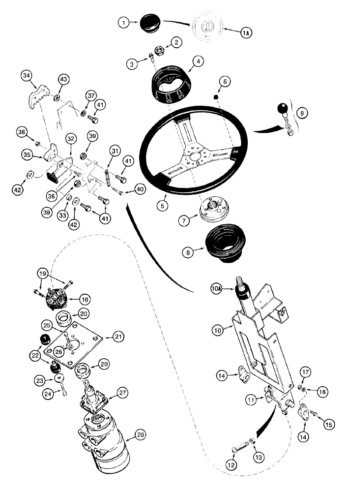 Схема запчастей Case 921B - (5-002) - STEERING WHEEL AND COLUMN (INCLUDES TILT LATCH) (05) - STEERING