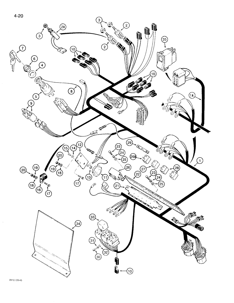 Схема запчастей Case 780D - (4-20) - ELECTRICAL CIRCUIT, INSTRUMENT HARNESS AND CONNECTIONS (04) - ELECTRICAL SYSTEMS