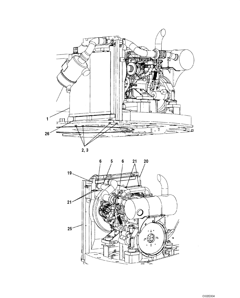 Схема запчастей Case CX135SR - (02-06) - RADIATOR AND CONNECTIONS (02) - ENGINE