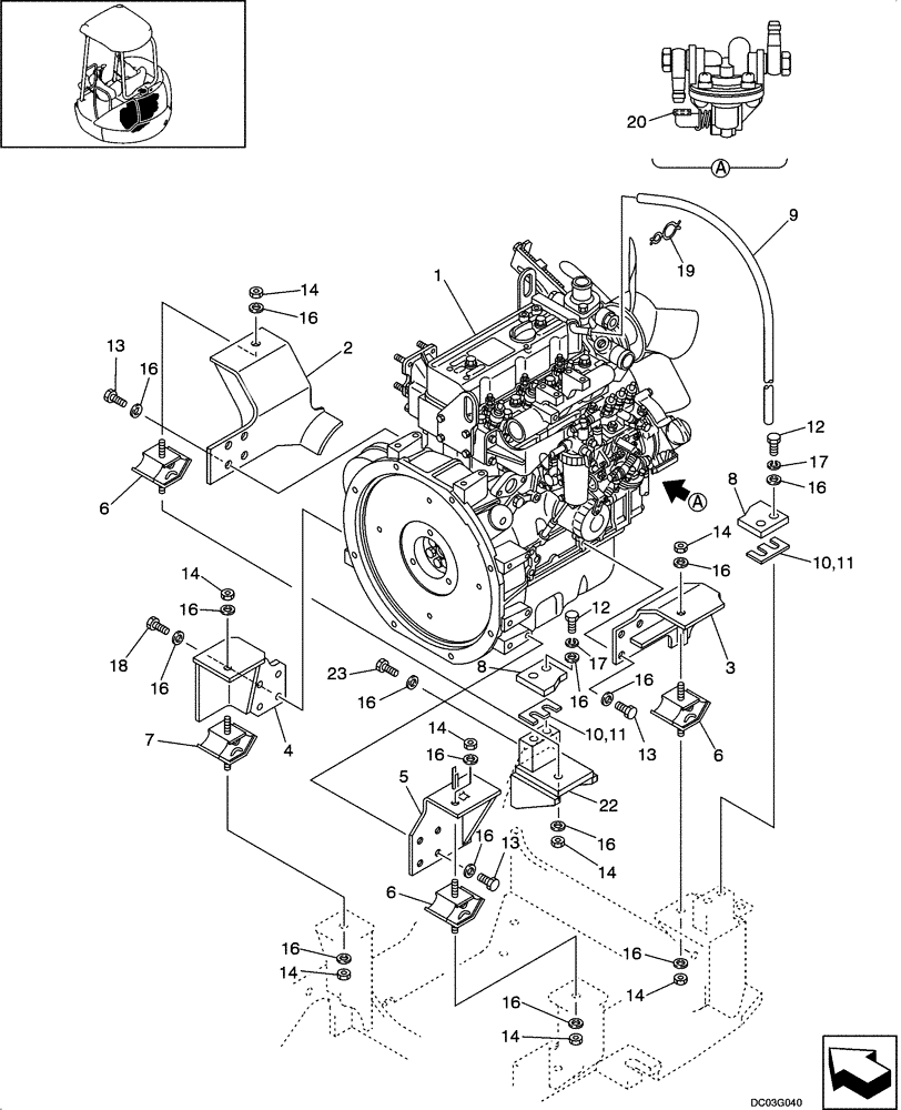 Схема запчастей Case CX25 - (02-01[00]) - ENGINE, MOUNTING, A VOIR (02) - ENGINE