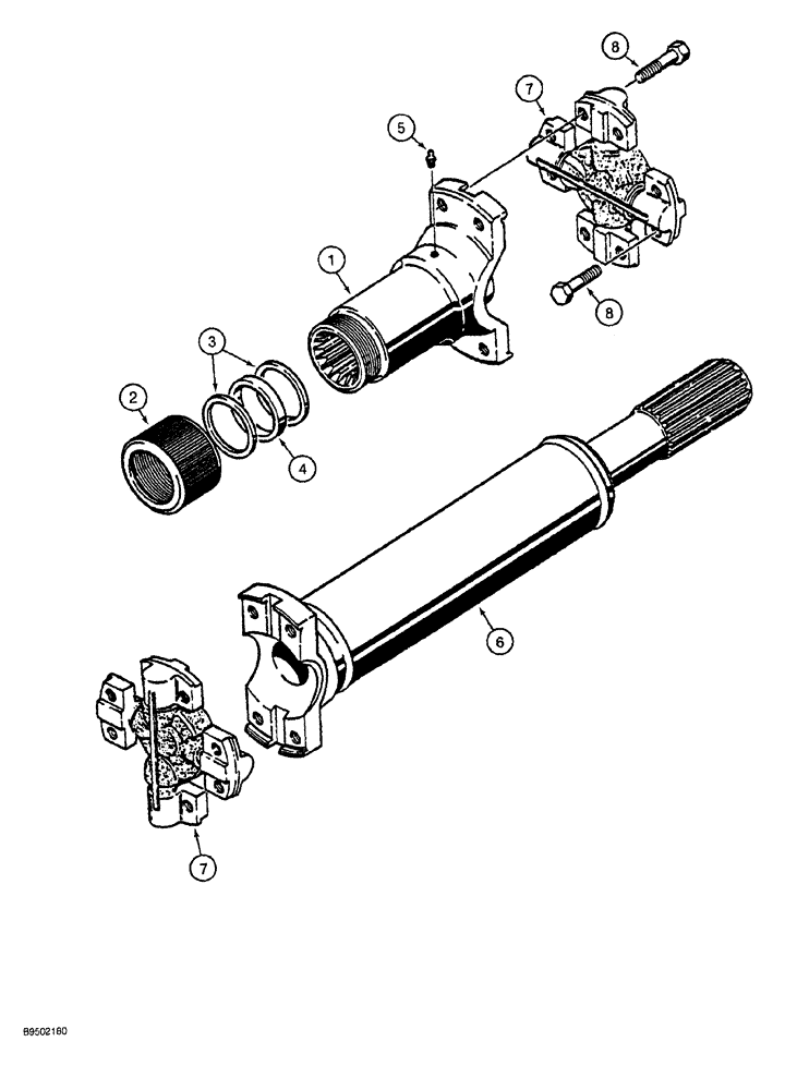 Схема запчастей Case 1150G - (6-008) - DRIVE SHAFT (03) - TRANSMISSION