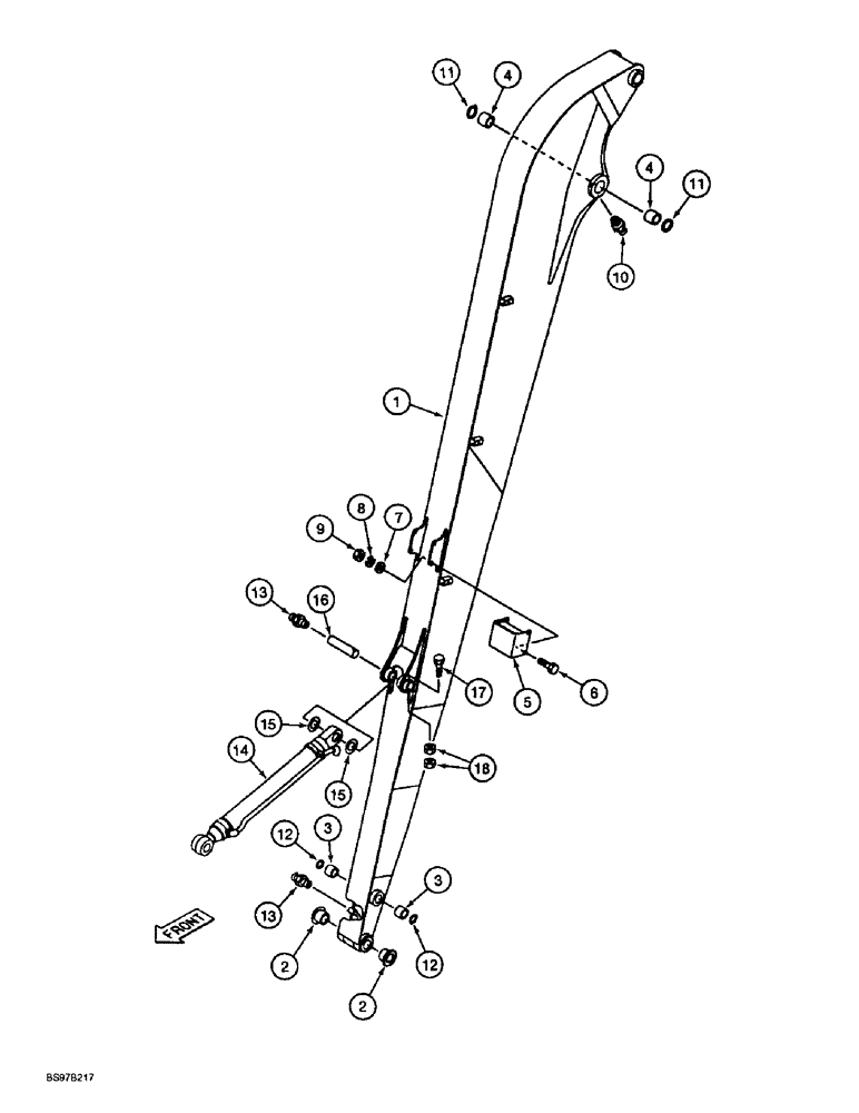 Схема запчастей Case 9030B - (9-100) - ARM AND CYLINDER, LONG REACH 6.4 M (21 FT.) ARM (09) - CHASSIS