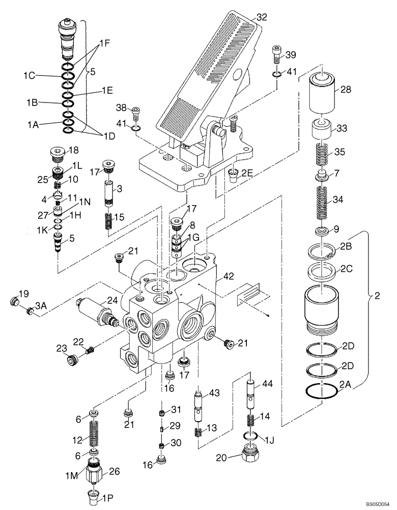 Схема запчастей Case 521D - (07-04) - VALVE ASSY - BRAKE (07) - BRAKES