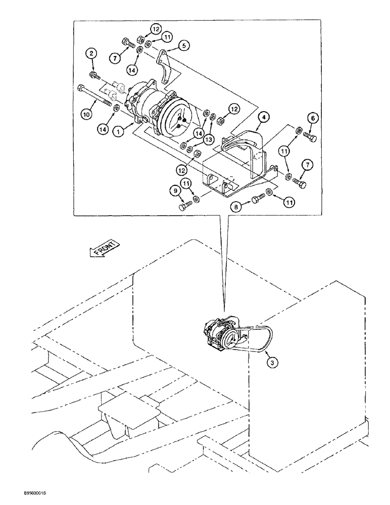 Схема запчастей Case 9060B - (2-60) - AIR CONDITIONER COMPRESSOR MOUNTING, USED ON 6D22-TC ENGINE (02) - ENGINE