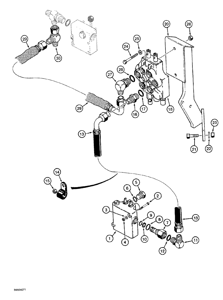 Схема запчастей Case MAXI-SNEAKER - (08-036) - PLOW HYDRAULIC CIRCUIT, STEERING, PLOW AND PLOW MOTOR CONTROL VALVE, P75 PLOW (08) - HYDRAULICS