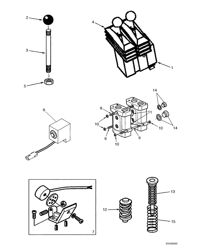 Схема запчастей Case 721D - (08-21A) - VALVE ASSY - TWO LEVER LOADER CONTROL (08) - HYDRAULICS