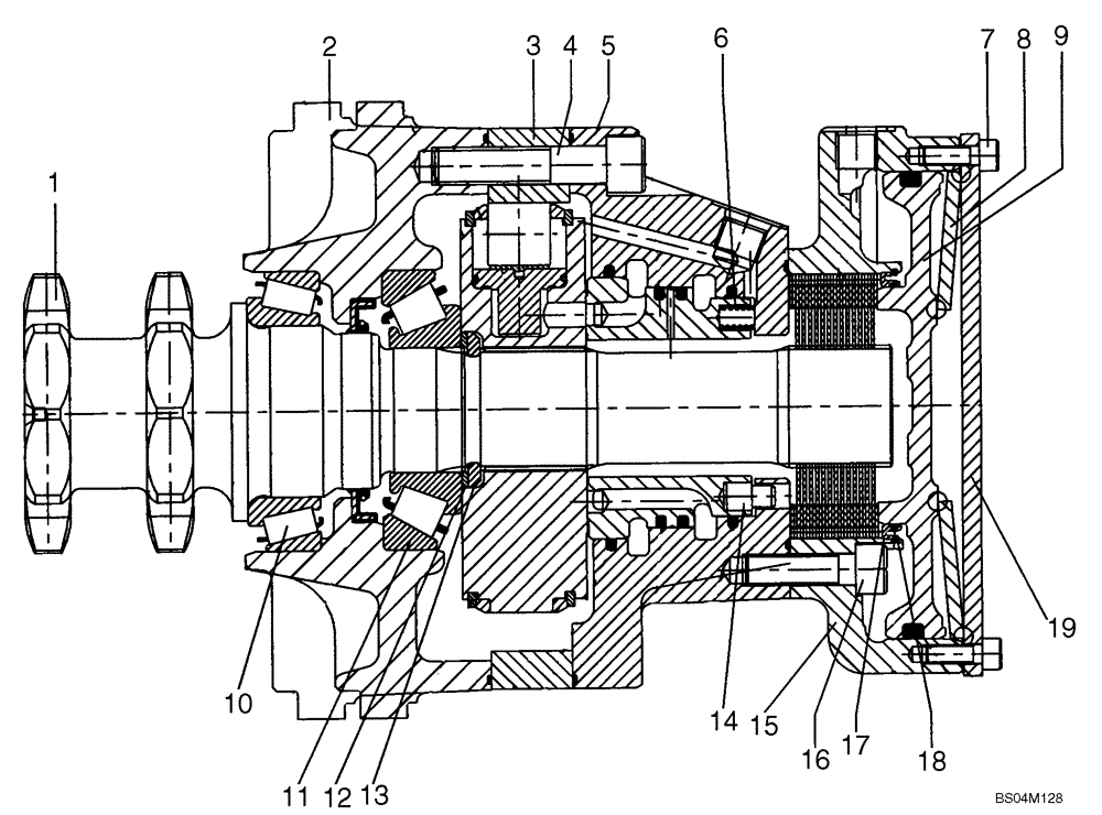 Схема запчастей Case 410 - (06-29) - MOTOR ASSY - REXROTH (06) - POWER TRAIN