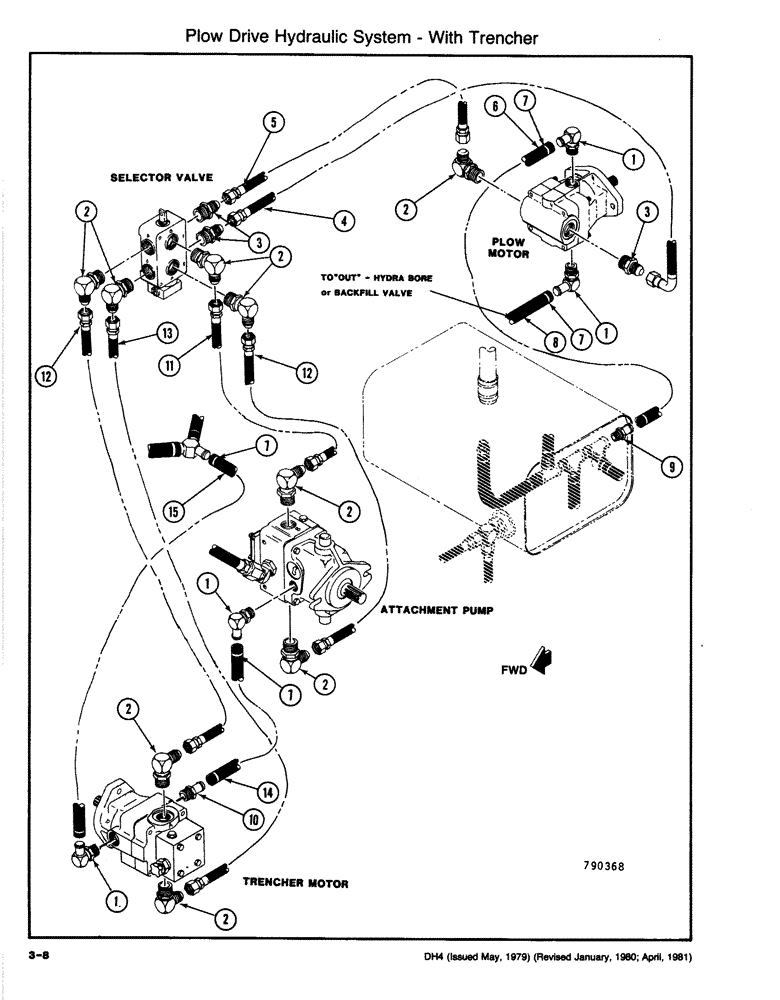 Схема запчастей Case DH4 - (3-08) - PLOW DRIVE HYDRAULIC SYSTEM - WITH TRENCHER (35) - HYDRAULIC SYSTEMS