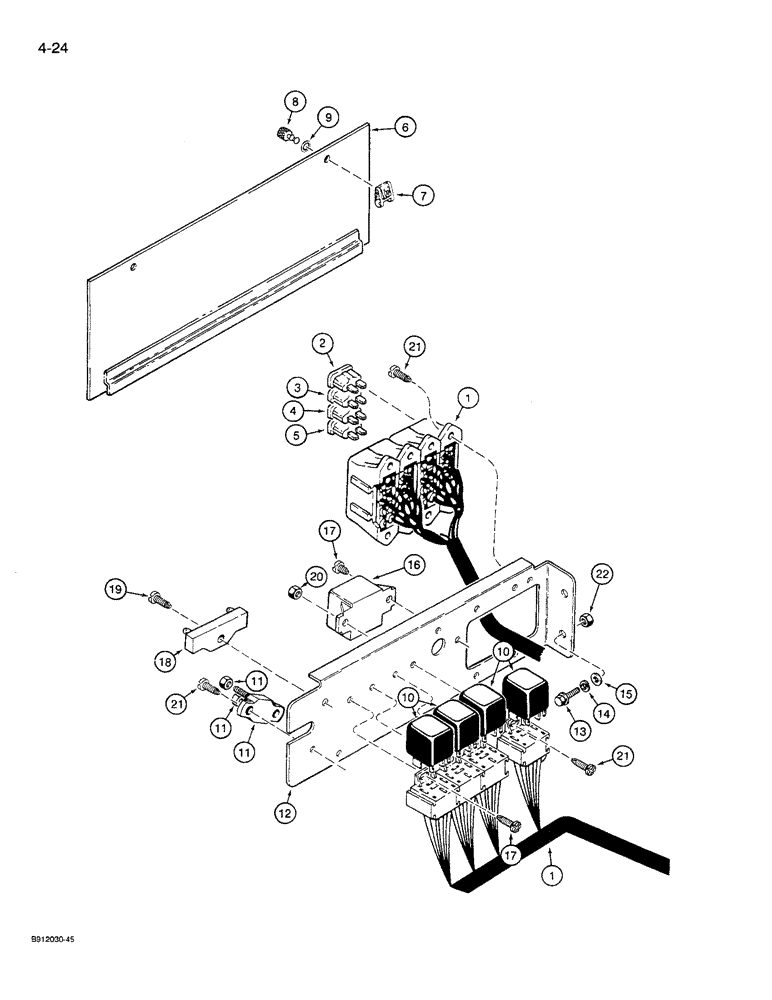 Схема запчастей Case 621 - (4-24) - MAIN CAB HARNESS, POWER DISTRIBUTION CENTER, P.I.N. JAK0027512 AND AFTER (04) - ELECTRICAL SYSTEMS