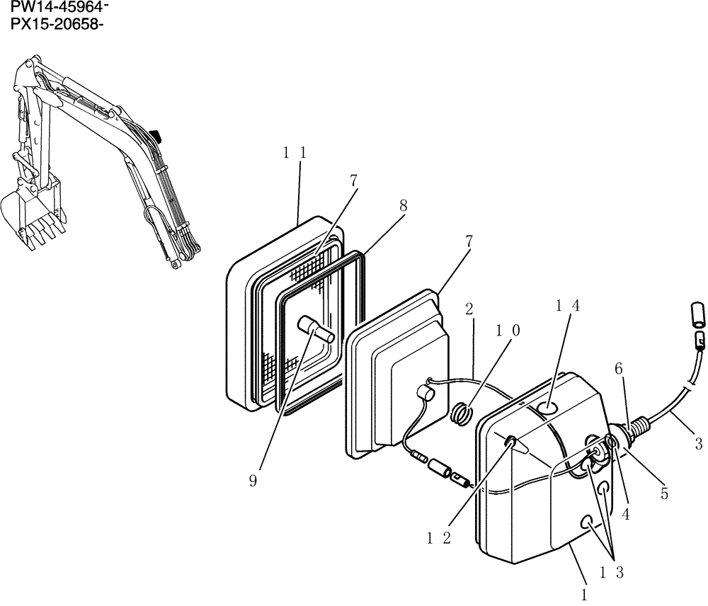 Схема запчастей Case CX36B - (216-01[1]) - LIGHT ASSEMBLY (05) - SUPERSTRUCTURE