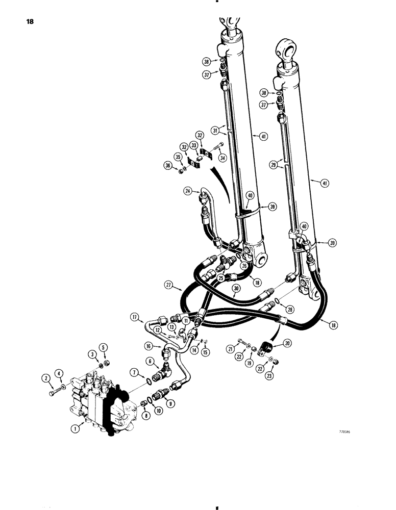 Схема запчастей Case 35 - (018) - BOOM CYLINDER HYDRAULICS, BACKHOE SN 5356938 AND AFTER 