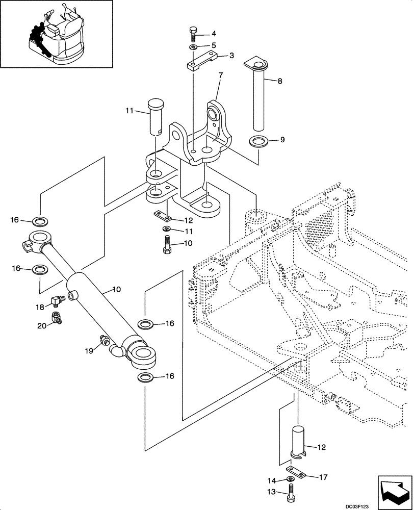 Схема запчастей Case CX14 - (09-06[00]) - BRACKET ASSY - SWING (ASN PE01-00627) (09) - CHASSIS/ATTACHMENTS