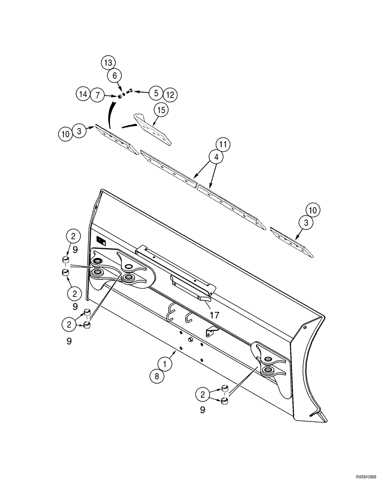 Схема запчастей Case 1150H_IND - (09-03) - BLADE, DOZER - EDGES, CUTTING (09) - CHASSIS/ATTACHMENTS