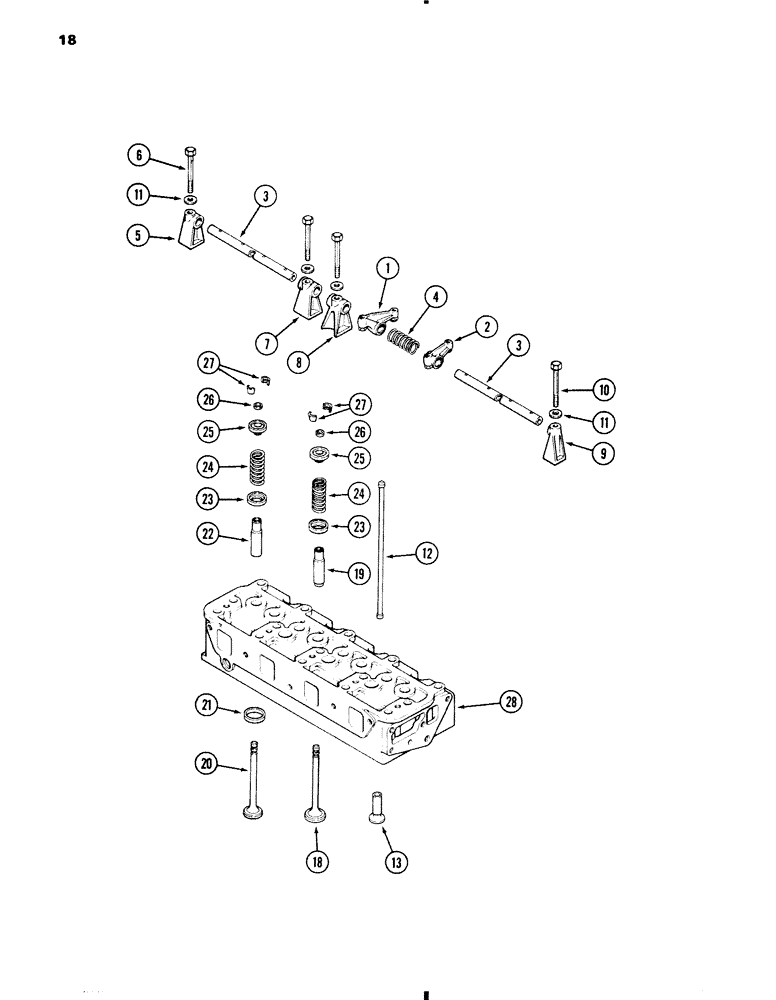 Схема запчастей Case W11 - (018) - VALVE MECHANISM, 207 DIESEL ENGINE (02) - ENGINE