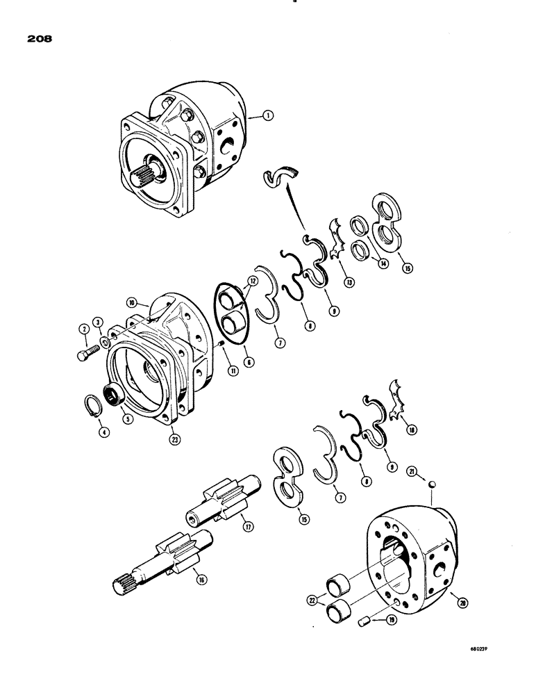 Схема запчастей Case 1150 - (208) - D43382 DOZER PUMP (07) - HYDRAULIC SYSTEM