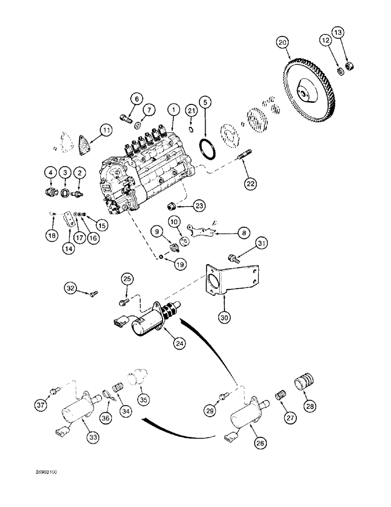 Схема запчастей Case 1155E - (3-25A) - FUEL INJECTION PUMP AND DRIVE, 6-830 ENGINE, 6T-830 ENGINE, ENG SN 44866361 & AFT (03) - FUEL SYSTEM