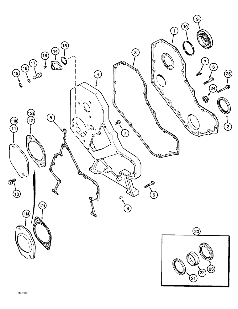 Схема запчастей Case 1150E - (2-006) - FRONT GEAR COVER, 6T-590 ENGINE (02) - ENGINE