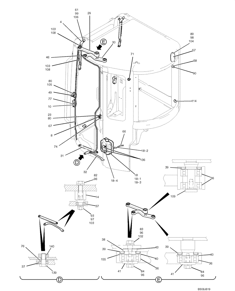 Схема запчастей Case CX50B - (01-052) - CAB ASSY (PW02C00068F1) (05) - SUPERSTRUCTURE