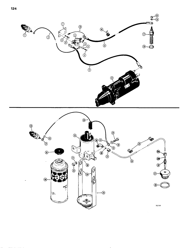 Схема запчастей Case 1150B - (124) - ENGINE PRE-HEATER (06) - ELECTRICAL SYSTEMS