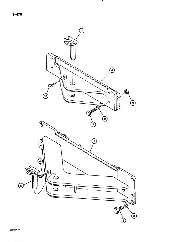 Схема запчастей Case 1450B - (9-470) - DRAWBARS, MODELS WITHOUT REAR MOUNTED EQUIPMENT (09) - CHASSIS/ATTACHMENTS