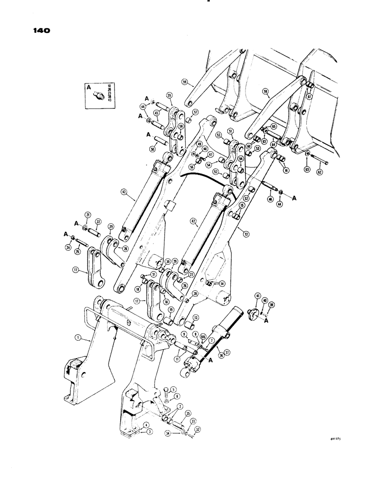 Схема запчастей Case 1150 - (140) - LOADER - MECHANICAL, USED BEFORE TRACTOR SERIAL NO. 7300094 (05) - UPPERSTRUCTURE CHASSIS