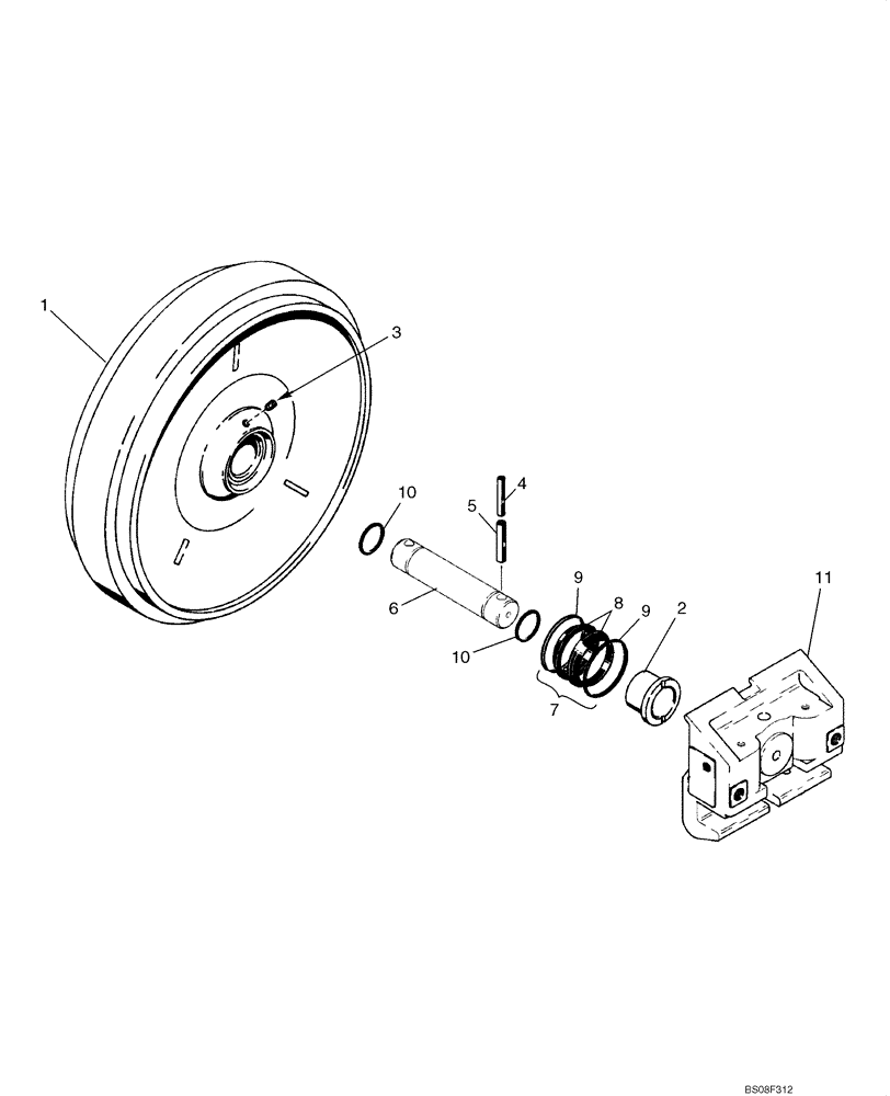 Схема запчастей Case 850L - (05-06) - TRACK IDLER (11) - TRACKS/STEERING