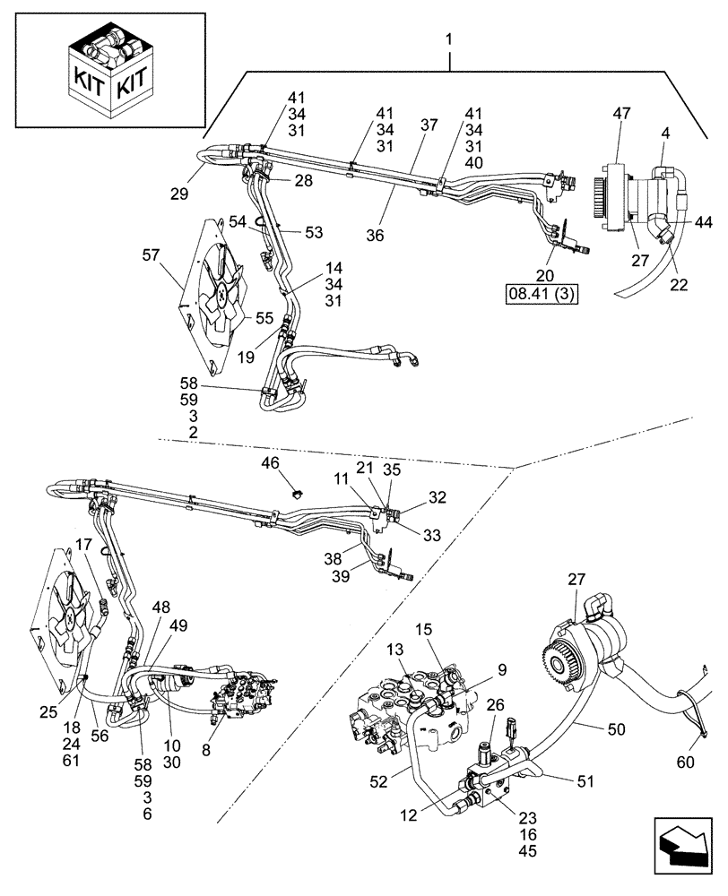 Схема запчастей Case 440CT - (08-41[1]) - KIT, HIGH FLOW BI-DIRECTIONAL GEAR, NORTH AMERICA (08) - HYDRAULICS