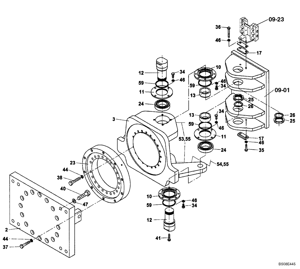 Схема запчастей Case SV208 - (09-22[01]) - ARTICULATED JOINT (GROUP 63) (ND132996) (09) - CHASSIS/ATTACHMENTS