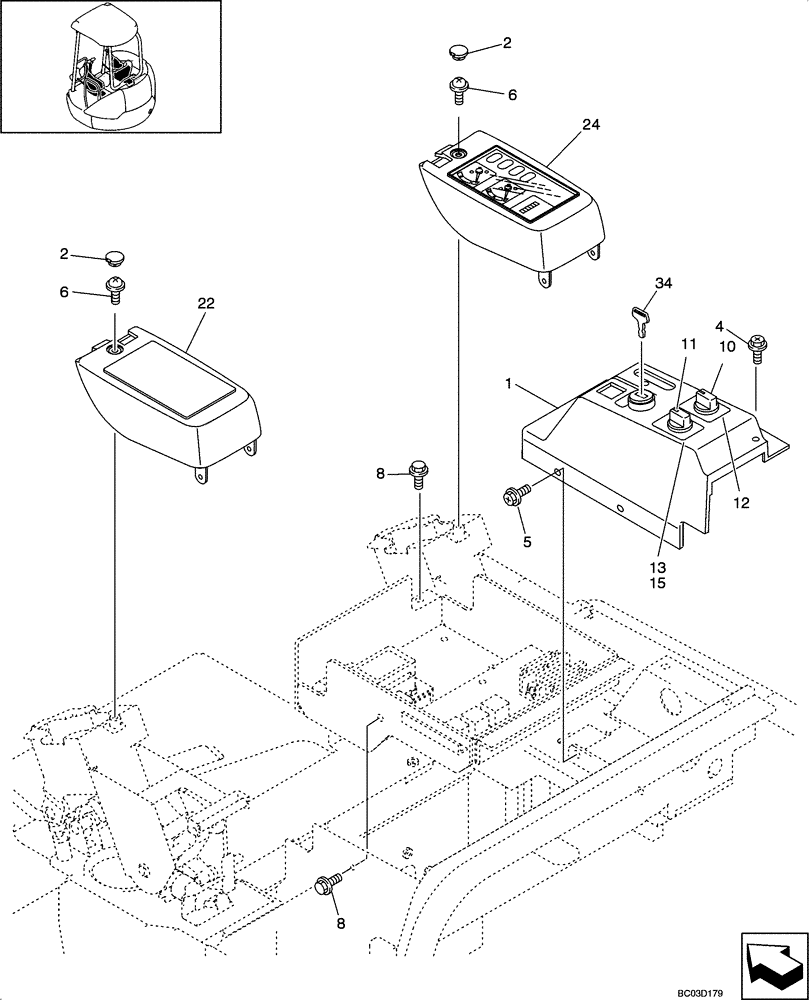 Схема запчастей Case CX25 - (09-32[00]) - INSTRUMENT PANEL ASSY - CANOPY (09) - CHASSIS/ATTACHMENTS