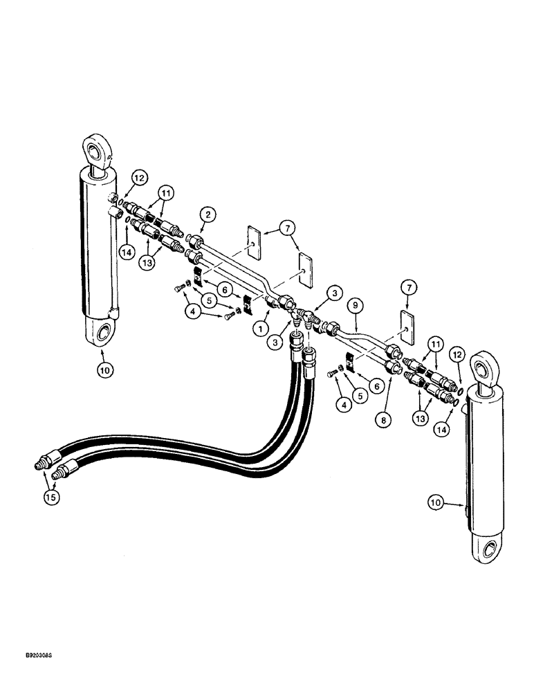 Схема запчастей Case 721B - (8-018) - HYDRAULIC CIRCUIT, AUXILIARY CYLINDERS TO CLAM BUCKET (08) - HYDRAULICS