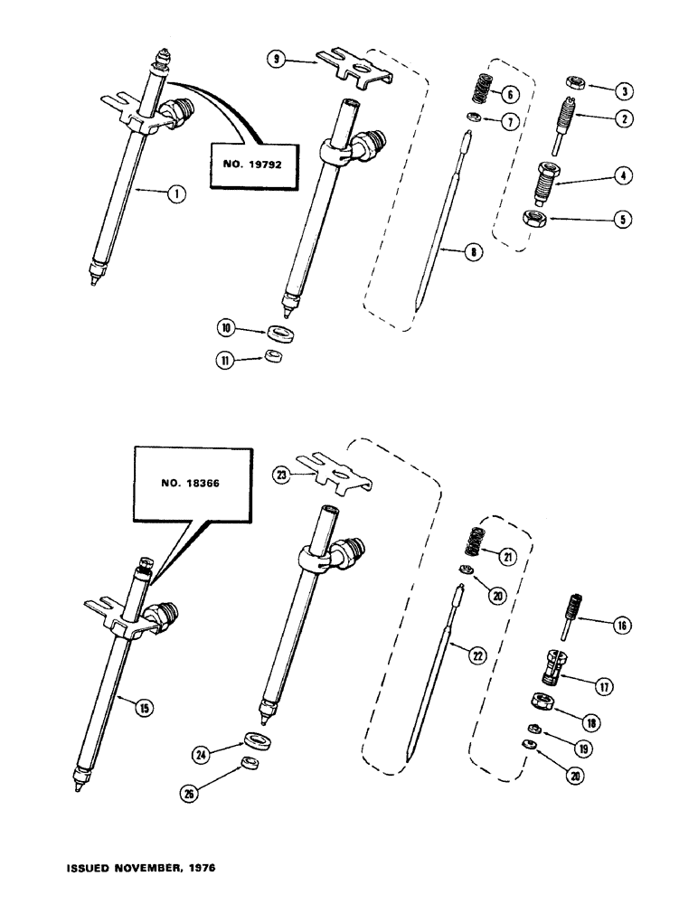 Схема запчастей Case 300C - (045C) - A64439 FUEL INJECTION NOZZLE, (336B) DIESEL ENGINE, WITHOUT TURBO-CHARGER (03) - FUEL SYSTEM