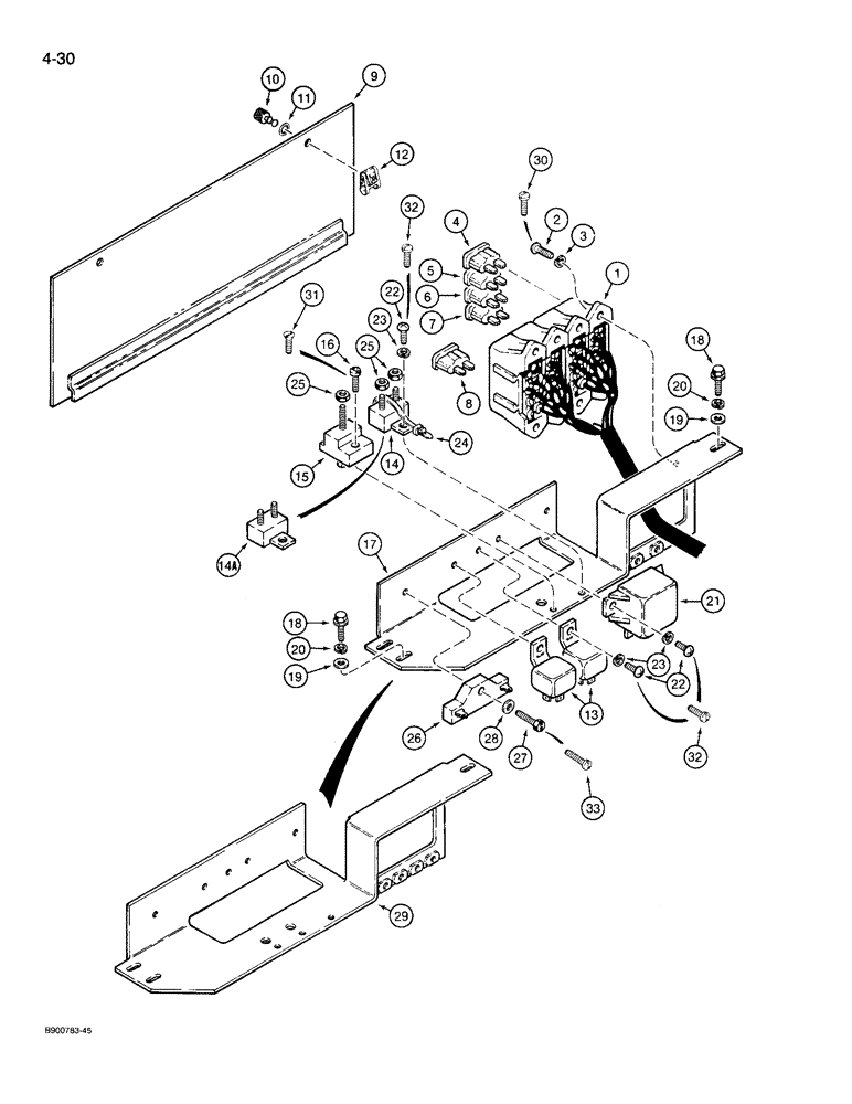 Схема запчастей Case 721 - (4-30) - CAB HARNESS - OPERATORS COMPARTMENT, POWER DISTRIBUTION (04) - ELECTRICAL SYSTEMS