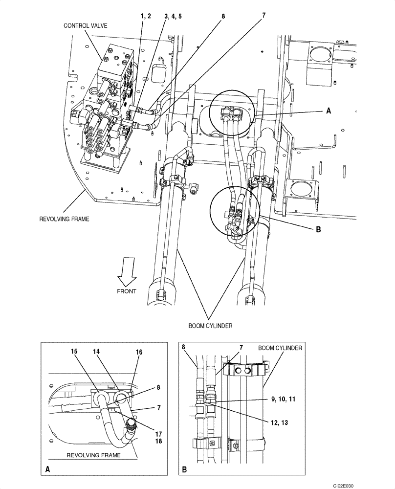 Схема запчастей Case CX135SR - (08-018) - HYDRAULICS - BOOM (08) - HYDRAULICS