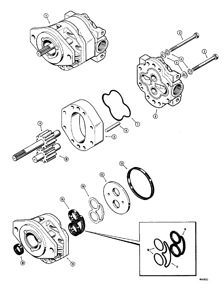 Схема запчастей Case 350 - (172) - D39525 HYDRAULIC PUMP, USED BEFORE TRACTOR SN 3046501 (07) - HYDRAULIC SYSTEM