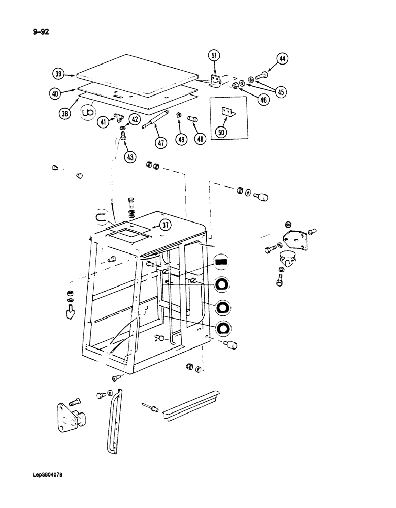 Схема запчастей Case 125B - (9-092) - CAB, CAB FRAME AND RELATED PARTS, P.I.N. 21807 THROUGH 21868, 26801 AND AFTER (09) - CHASSIS