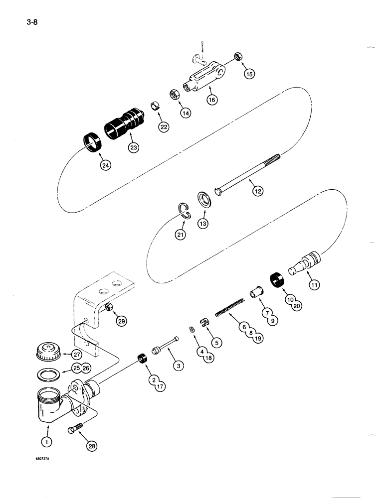 Схема запчастей Case 1085B - (3-008) - ACCELERATOR MASTER CYLINDER (03) - FUEL SYSTEM