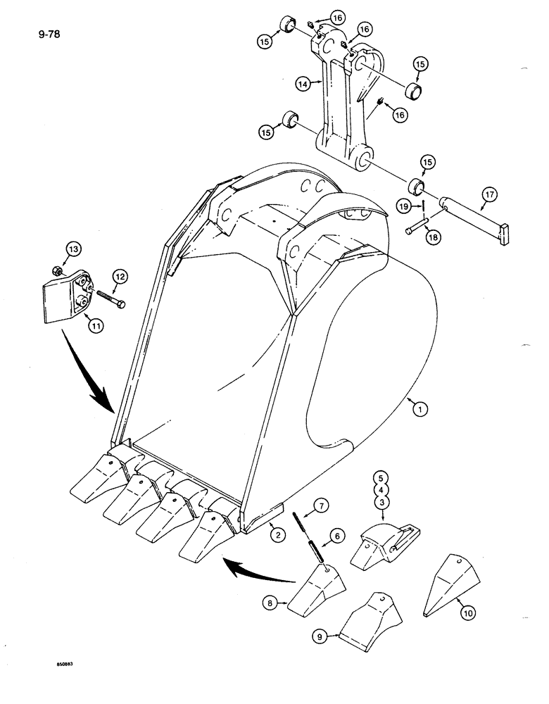 Схема запчастей Case 1085B - (9-078) - BACKHOE BUCKETS (09) - CHASSIS