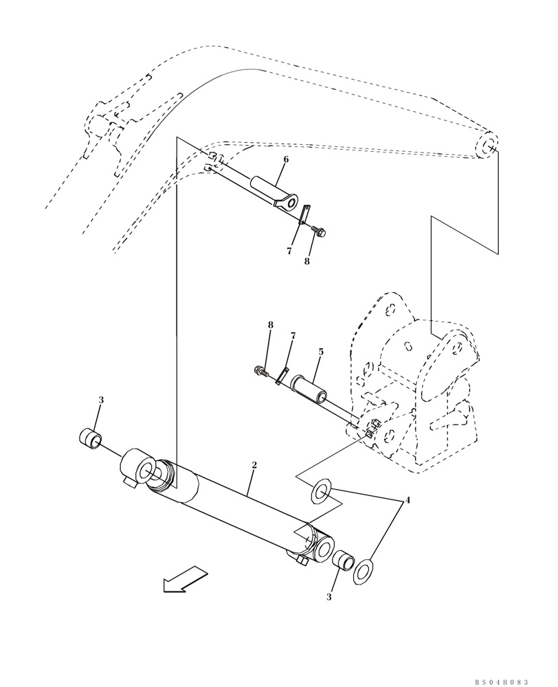 Схема запчастей Case CX80 - (09-45) - BOOM CYLINDER, MOUNTING - MODELS WITHOUT LOAD HOLD (09) - CHASSIS/ATTACHMENTS