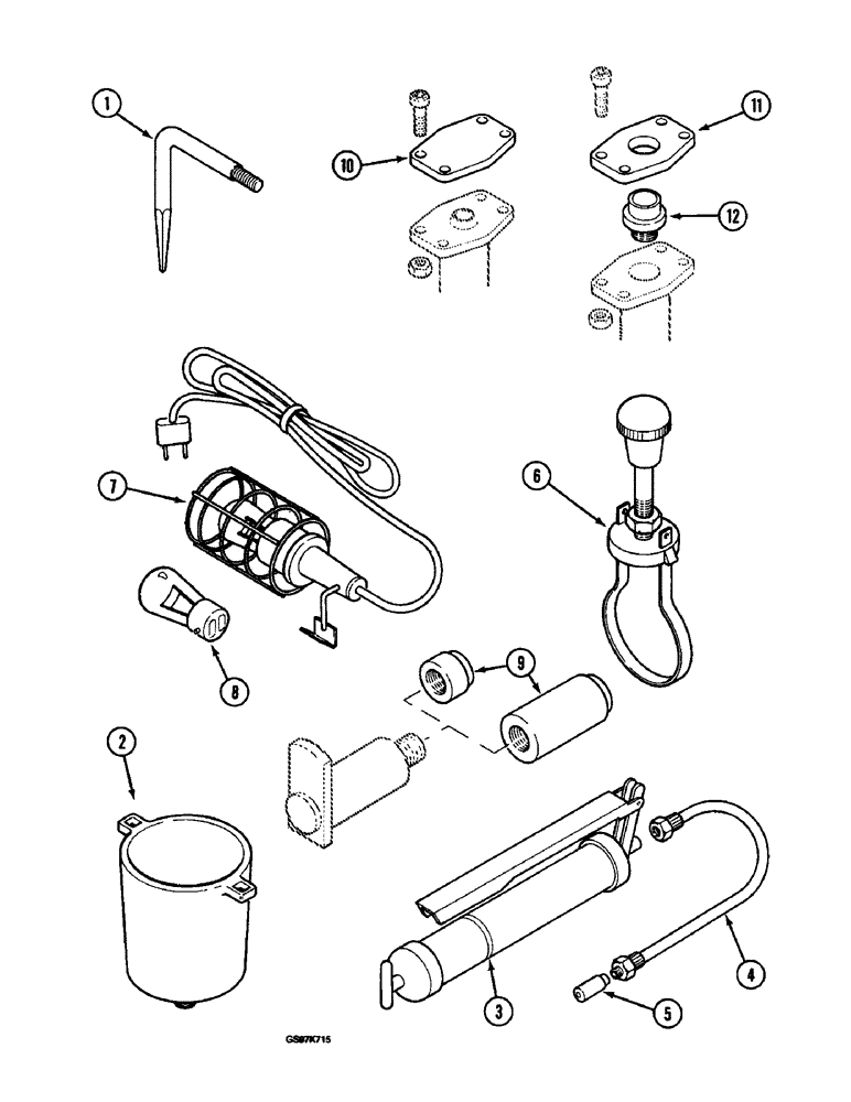 Схема запчастей Case 220B - (9-110) - TOOLS, P.I.N. 74441 THROUGH 74597, P.I.N. 03201 AFTER, STANDARD TOOL KIT (09) - CHASSIS