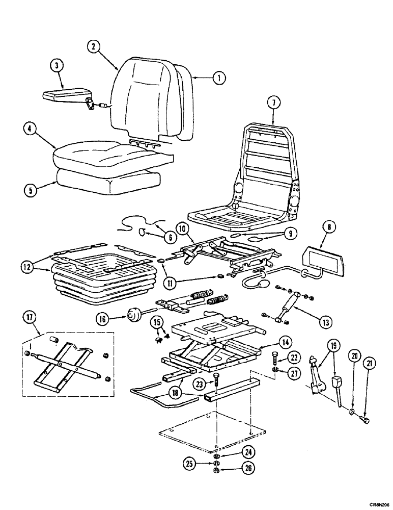 Схема запчастей Case 9007B - (9-38) - SEAT (09) - CHASSIS